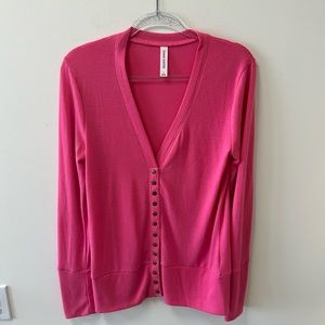 Zenana Outfitters • Pink Snap-Up Long Sleeve Top • Sz L